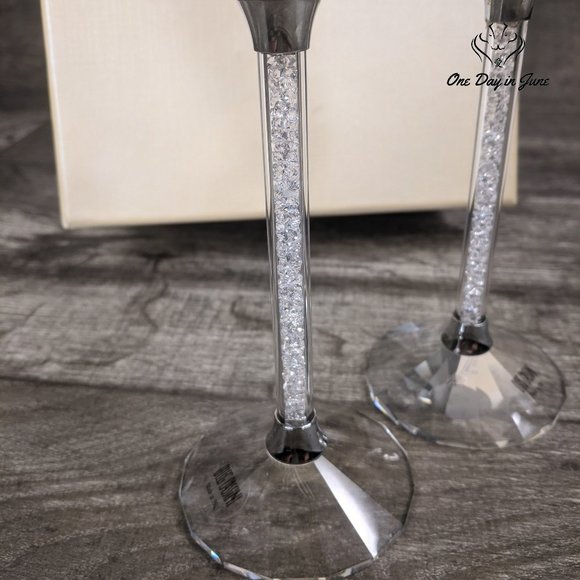Oleg Cassini Crystal Diamond Toasting Flutes - Picture 2 of 3